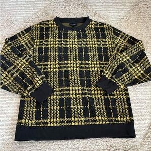 Black and Yellow Plaid Crewneck Sweater